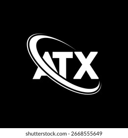 Logotipo de ATX. Diseño del logotipo de la letra ATX. Logotipo de ATX inicial vinculado con el círculo y el logotipo del monograma en mayúsculas. Tipografía ATX para tecnología, negocio y marca inmobiliaria.