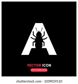 "A"Typographic Ant Vector Icon Illustration
