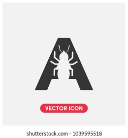 "A"Typographic Ant Vector Icon Illustration