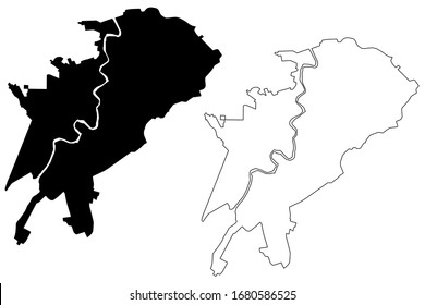 Atyrau City (Republic of Kazakhstan) map vector illustration, scribble sketch City of Guryev map