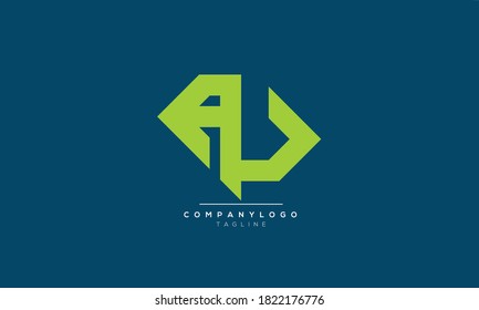 Abstrakte AU-Initialen für Monogramm-Buchstaben Textalphabet Logo-Design