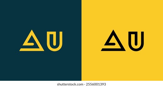 AU abstract minimalist letters Logo Monogram. It is a minimalist logo, this logo is made by combining two letters