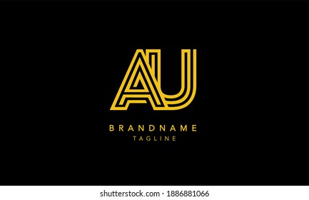 AU Alphabet initial Letter Monogram Icon Logo vector illustration