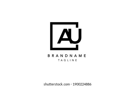 AU Alphabet Letters Initial Square Icon Logo