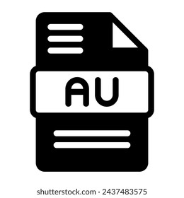 Au Audio File Format Icon. Flat Style Design, File Type icons symbol. Vector Illustration.