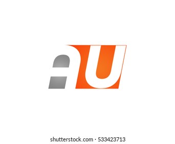 AU in beautiful style as a vector, logo, symbol, letters in Orange Color.