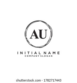 AU Beauty vector initial logo, handwriting logo of initial signature, wedding, fashion, jewerly, boutique, floral and botanical with creative template for any company or business.