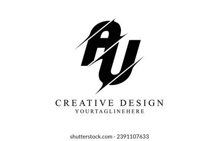 AU black swoosh minimal creative modern brand logo design.