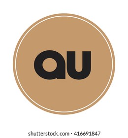 au brown letters ,abstract background logo, design identity in circle, alphabet letter