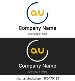 AU business logo icon design template elements. Vector color sign.