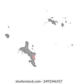 Au Cap district map, administrative division of Seychelles. Vector illustration.