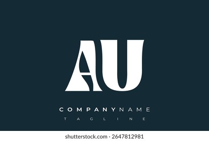 AU Creative Abstract Typography Logo Design. Elegant logo combining bold typography and creative shapes, ideal for branding and identity solutions.