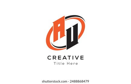 AU creative letter logo with circle area. Initial letter AU linked circle uppercase monogram logo. AU initial letter logo vector design.