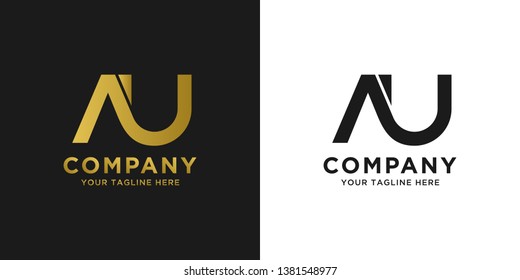 AU elegant logo template in gold color, vector file .eps 10, text and color is easy to edit