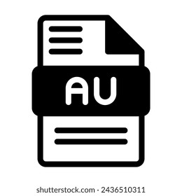 Au file icon. Audio format symbol Solid icons, Vector illustration. can be used for website interfaces, mobile applications and software