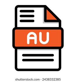 Au file icon. flat audio file, icons format symbols. Vector illustration. can be used for website interfaces, mobile applications and software