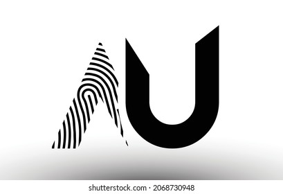 AU Fingerprint Zebra Letter Logo Design. AU Logo with fingerprint Creative Icon Vector Illustration