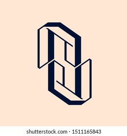 AU geometric monogram.Typographic logo with uppercase letter a and letter u.Lettering icon isolated on light background.Character initials sign in bold, corporate, web style.Flat color shapes.