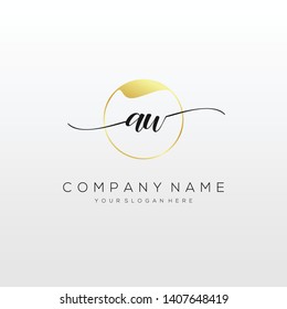 AU handwriting initial logo template vector.