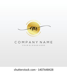 AU handwriting initial logo template vector.