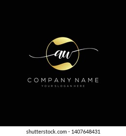 AU handwriting initial logo template vector.