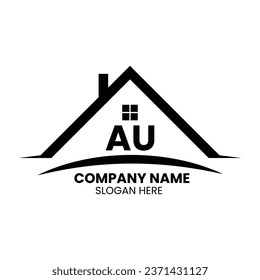 AU house logo, real estate sign, etter, signs, alphabet, logotype, ltypography, brand, luxury real estate