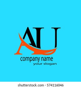 AU initial company orange black swoosh logo