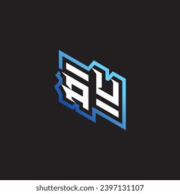 AU initial gaming team, youtube, twitch and clipart stock illustration logo