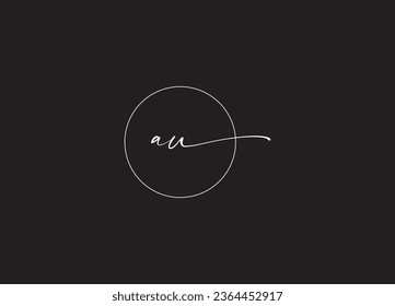 AU initial handwriting letter  logo design vector design