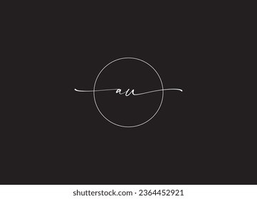 AU initial handwriting letter  logo design vector design