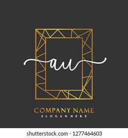 AU Initial Handwriting logo template vector