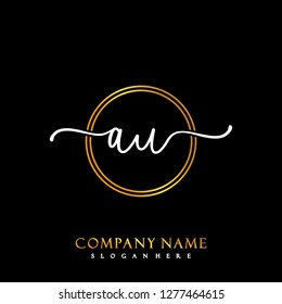 AU Initial Handwriting logo template vector