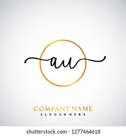 AU Initial Handwriting logo template vector