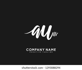 AU Initial Handwriting Logo Template Vector