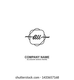 AU Initial handwriting logo template vector
