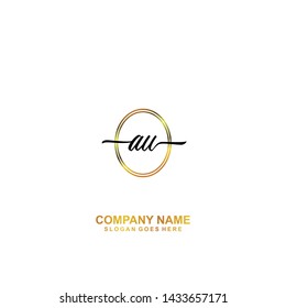 AU Initial handwriting logo template vector