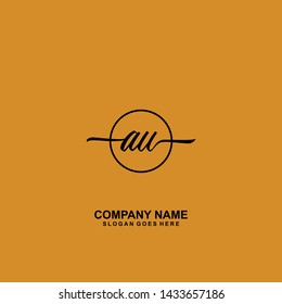 AU Initial handwriting logo template vector