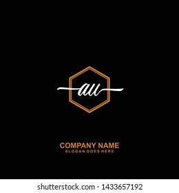 AU Initial handwriting logo template vector