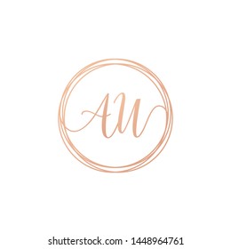 AU Initial Handwriting logo template, Creative fashion logo design, couple concept -vector
