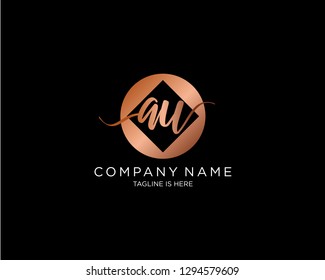  AU initial handwriting logo vector