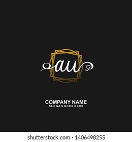 AU Initial handwriting logo vector