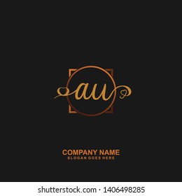 AU Initial handwriting logo vector