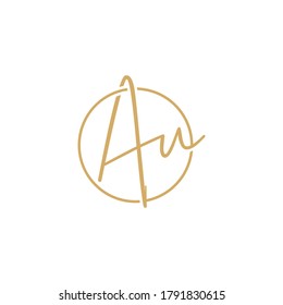 AU Initial handwriting logo vector