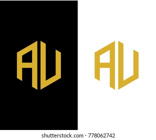AU initial hexagon icon. letter. logo design vector eps 10
