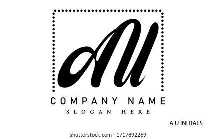  AU initial letter joint logo icon with pure black vector template.