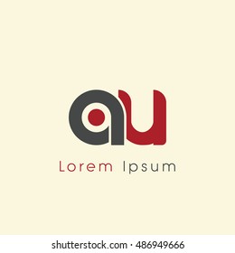 au initial letter linked lowercase logo. a and u vector template design.