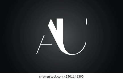 AU initial letter logo design. AU logo design vector in black background.