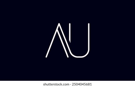 AU initial letter logo design. AU logo design vector in black background.