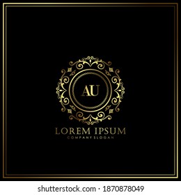 AU Initial Letter Luxury Logo template in vector art for Restaurant, Royalty, Boutique, Cafe, Hotel, Heraldic, Jewelry, Fashion and other vector illustration