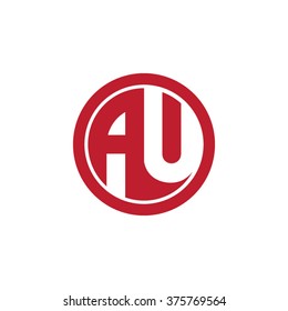 AU initial letters circle business logo red
